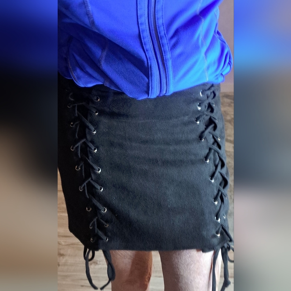 Black Lace-Up Skirt